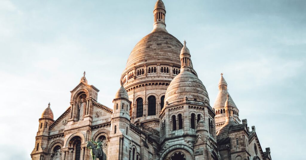 Low Angle Shot of the Sacred Heart of Montmartre, Paris, France